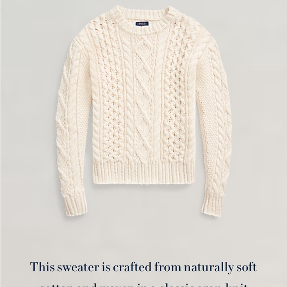 Polo Cream Cable Knit Sweater - Picture 8 of 8